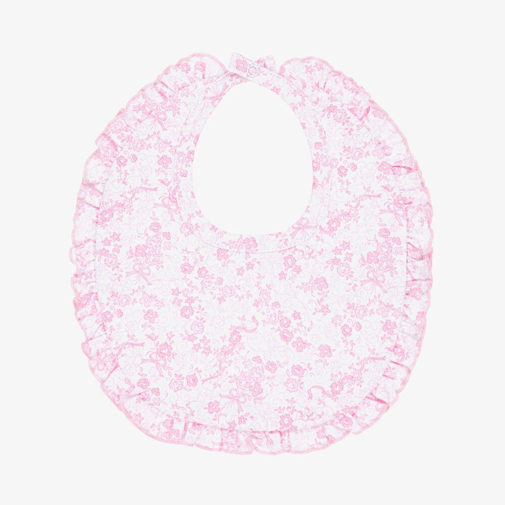 Kissy Kissy-Girls Pink Floral Pima Cotton Bib | Childrensalon