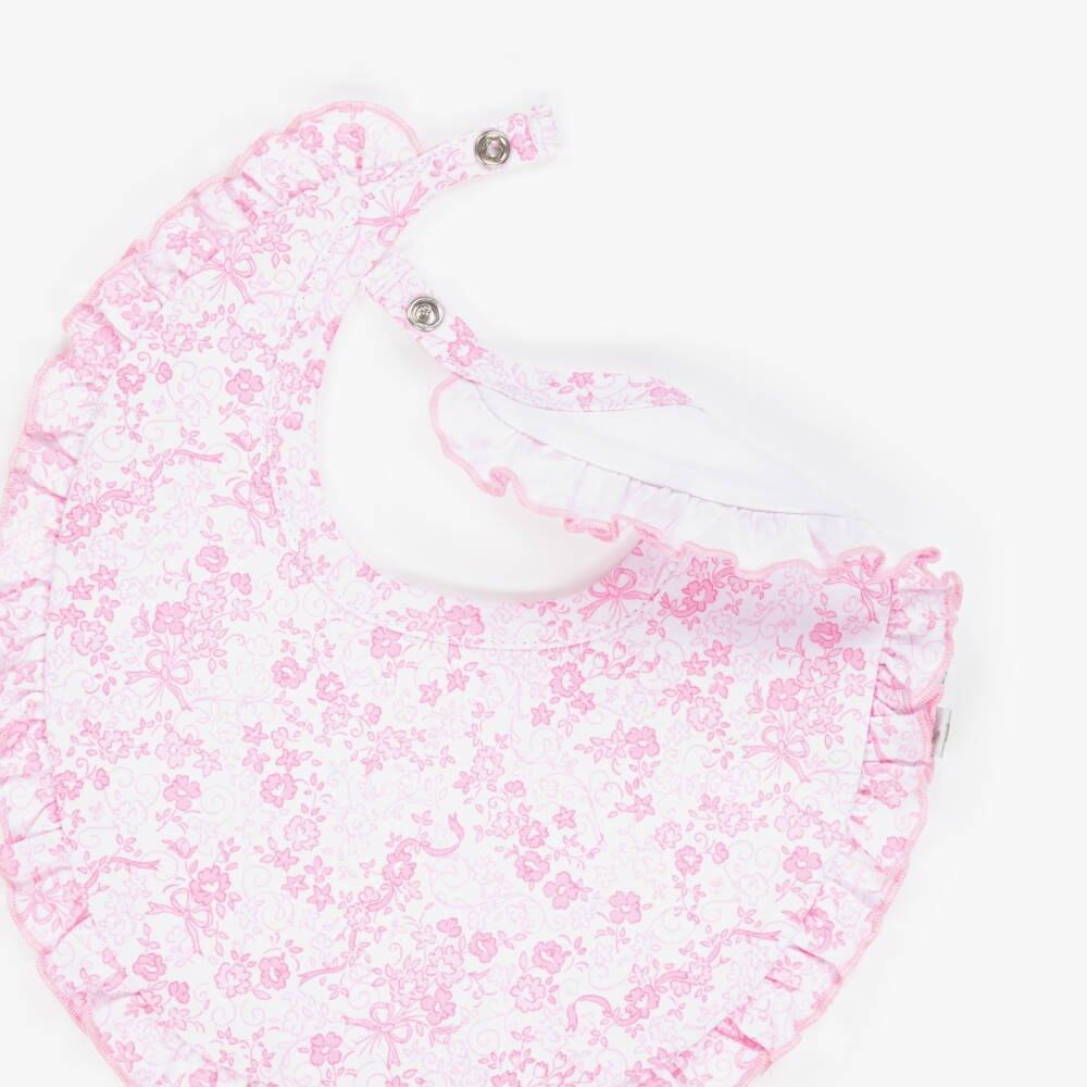 Kissy Kissy-Girls Pink Floral Pima Cotton Bib | Childrensalon