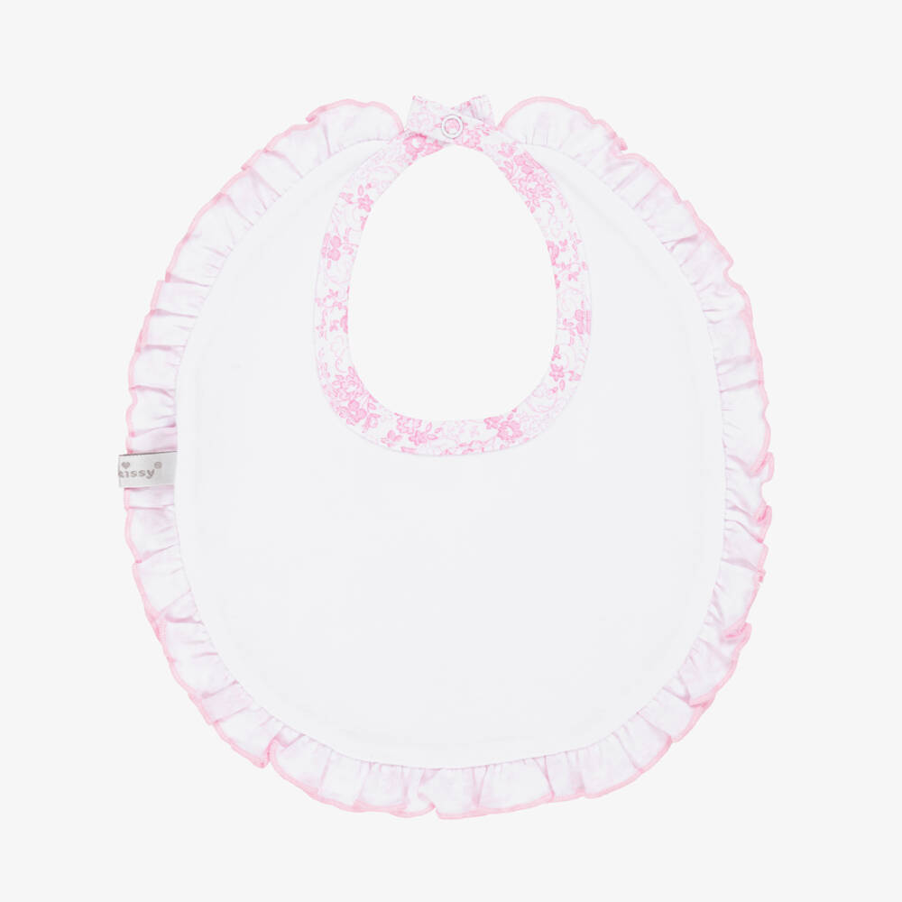 Kissy Kissy-Girls Pink Floral Pima Cotton Bib | Childrensalon