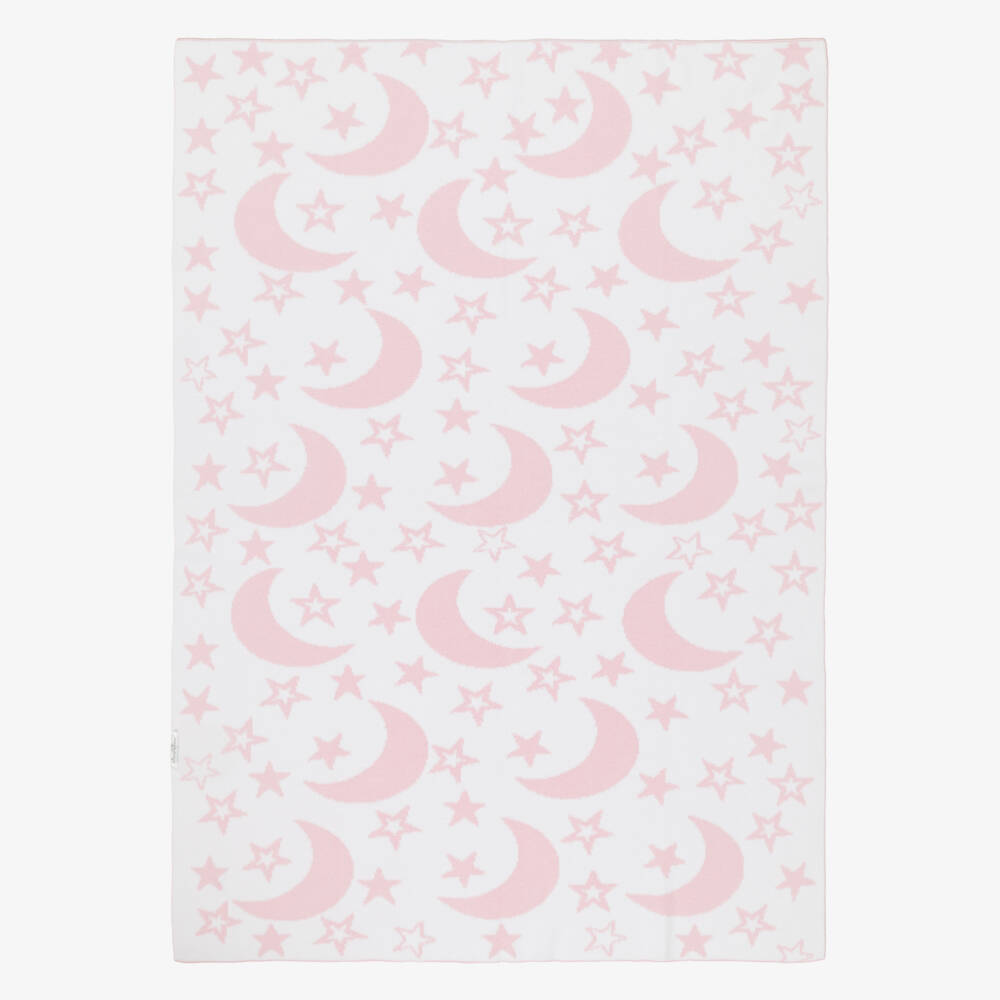 Kissy Kissy-Girls Pink Moon & Stars Knitted Blanket (102cm) | Childrensalon