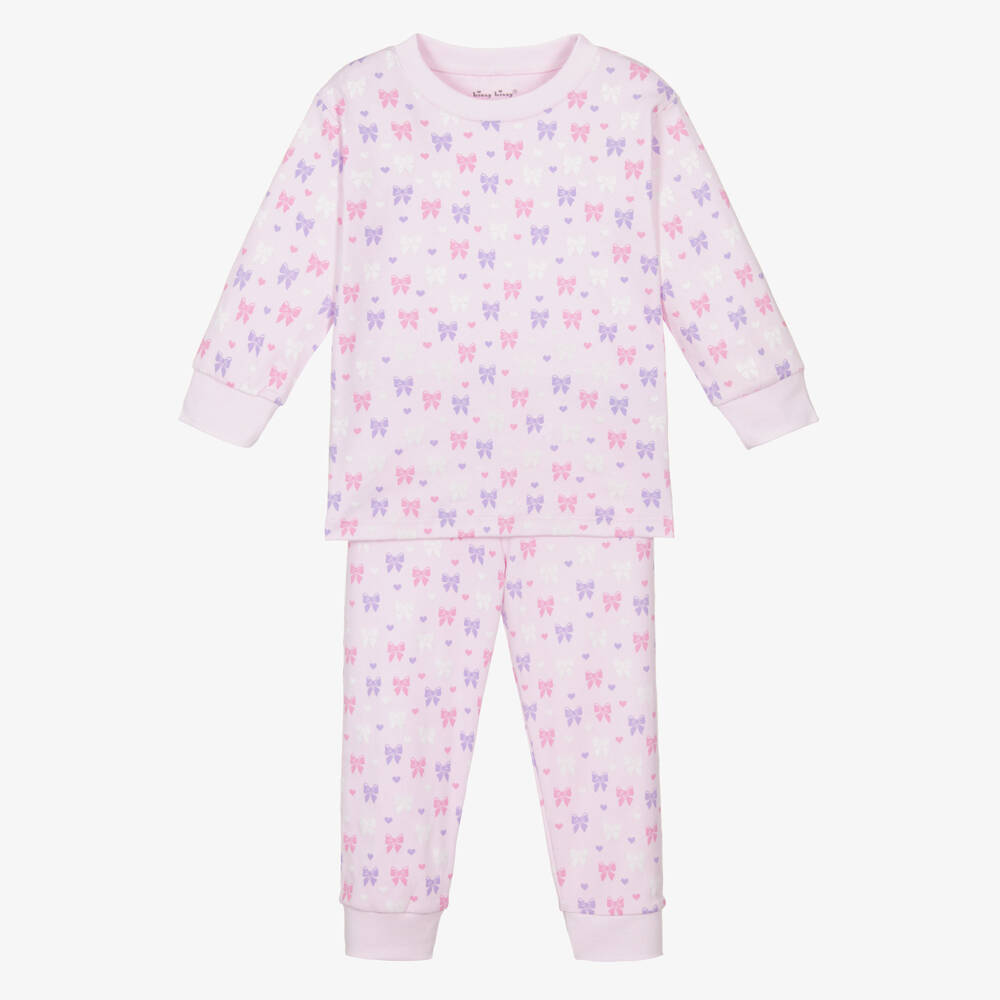 Kissy Kissy-بيجاما بناتية قطن بيما وردي مع فيونكة | Childrensalon