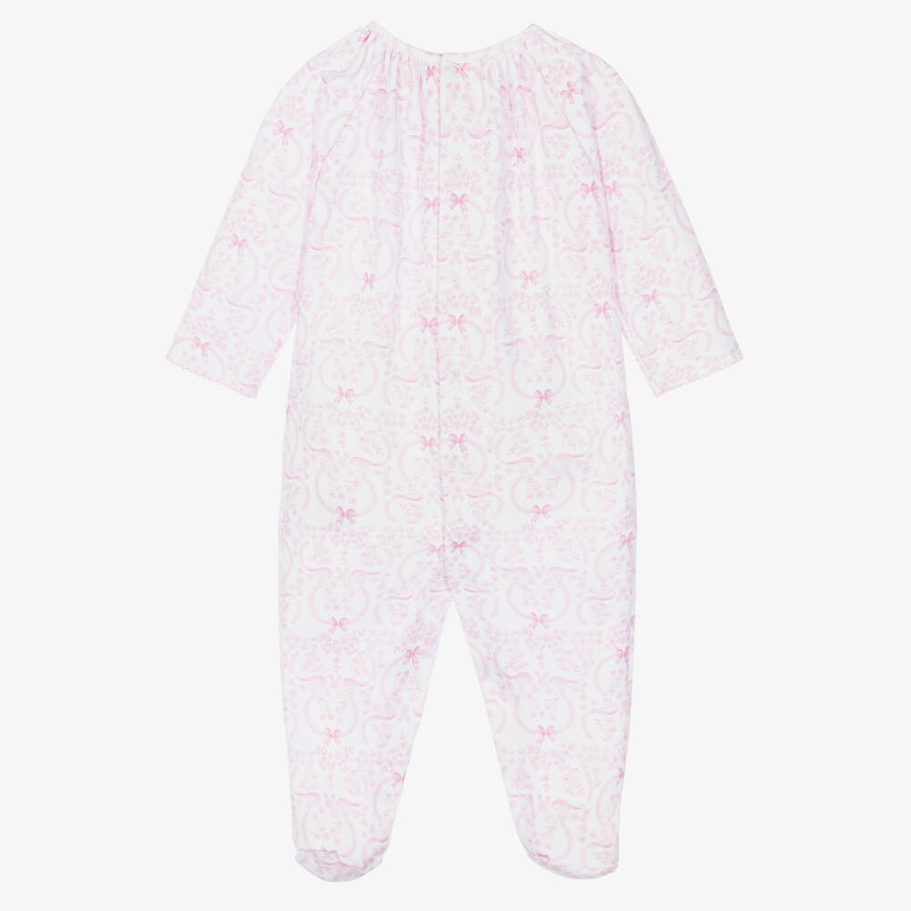 Kissy Kissy-Girls Pink Pima Cotton Blooming Bows Babygrow | Childrensalon