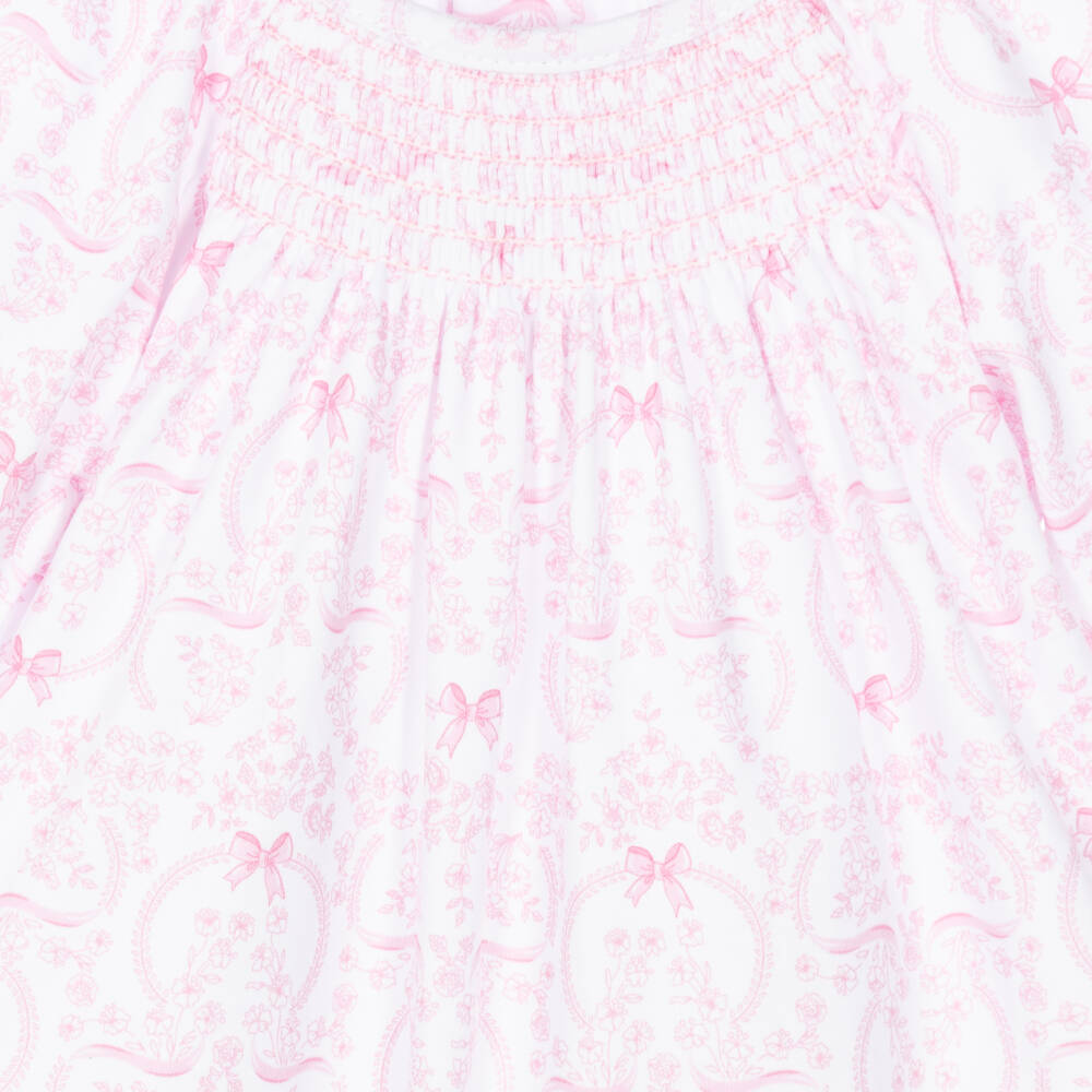 Kissy Kissy-Girls Pink Pima Cotton Blooming Bows Babygrow | Childrensalon