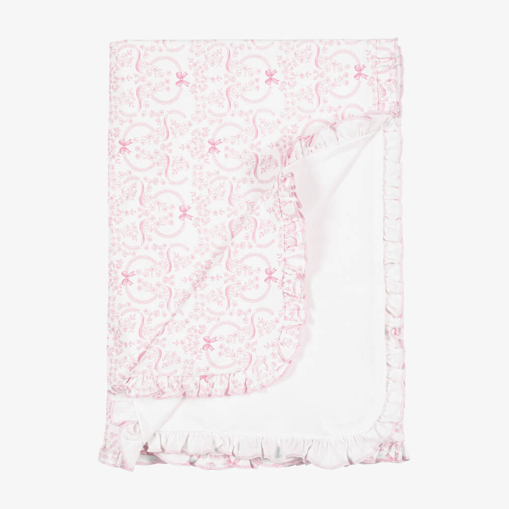 Kissy Kissy-Girls Pink Pima Cotton Blooming Bows Blanket (74cm) | Childrensalon