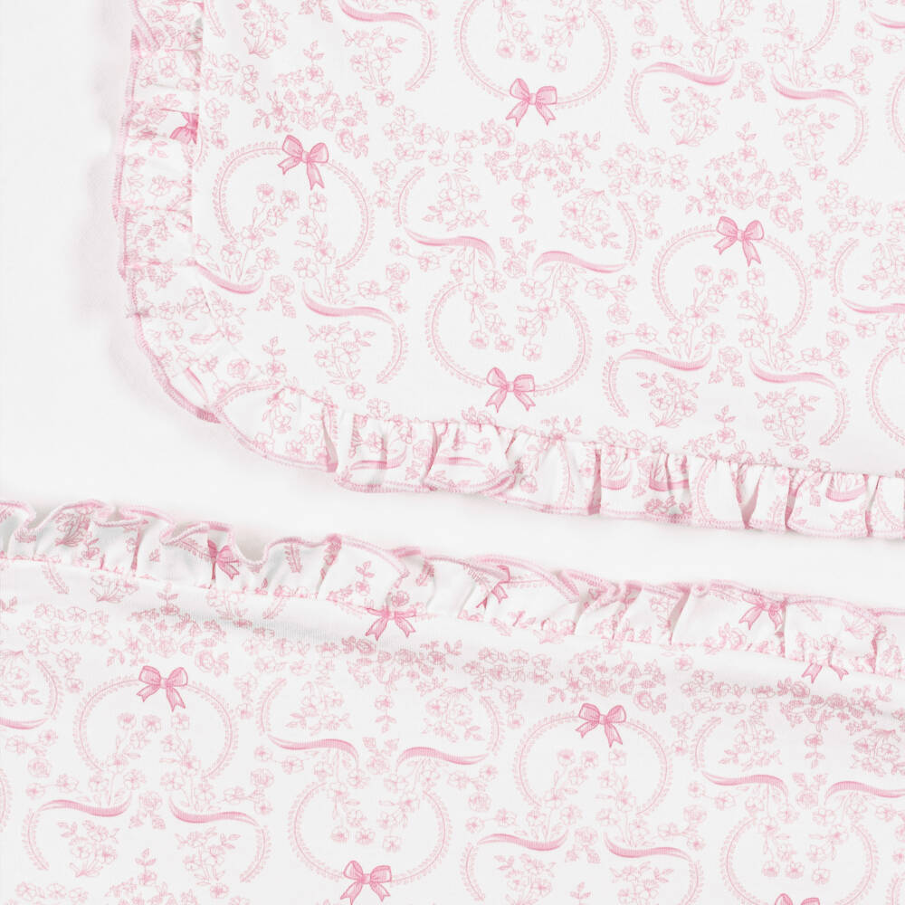 Kissy Kissy-Girls Pink Pima Cotton Blooming Bows Blanket (74cm) | Childrensalon