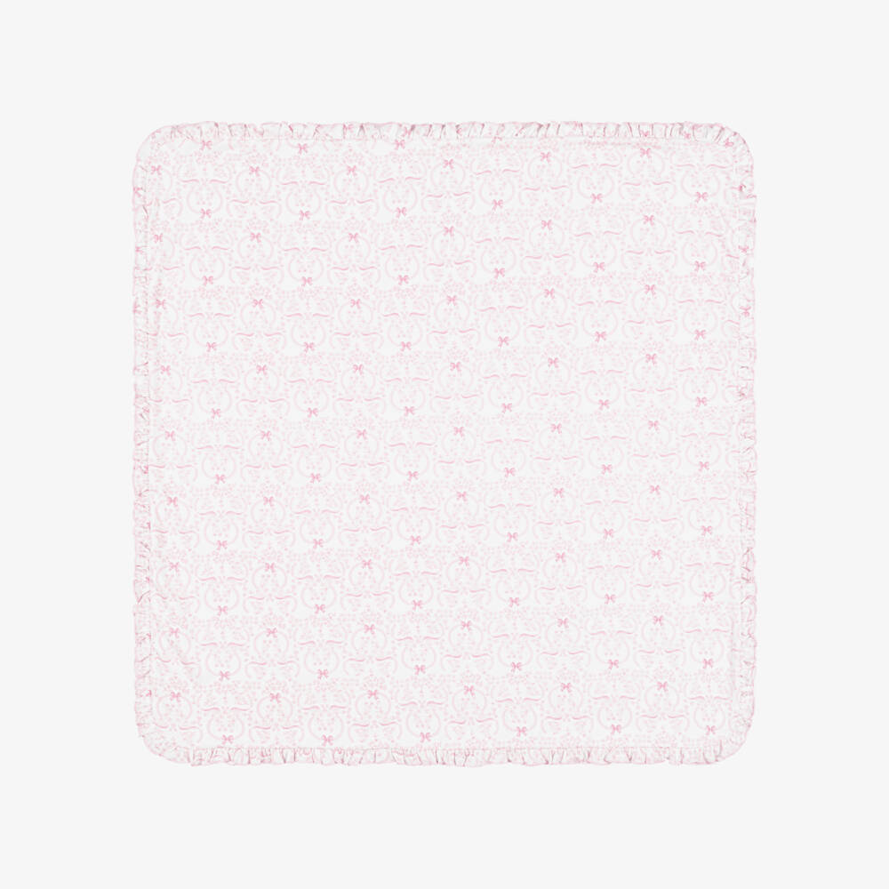 Kissy Kissy-Girls Pink Pima Cotton Blooming Bows Blanket (74cm) | Childrensalon