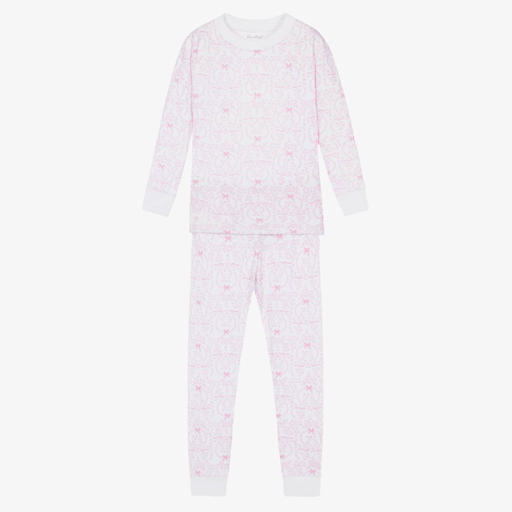 Kissy Kissy-Girls Pink Pima Cotton Blooming Bows Pyjamas  | Childrensalon