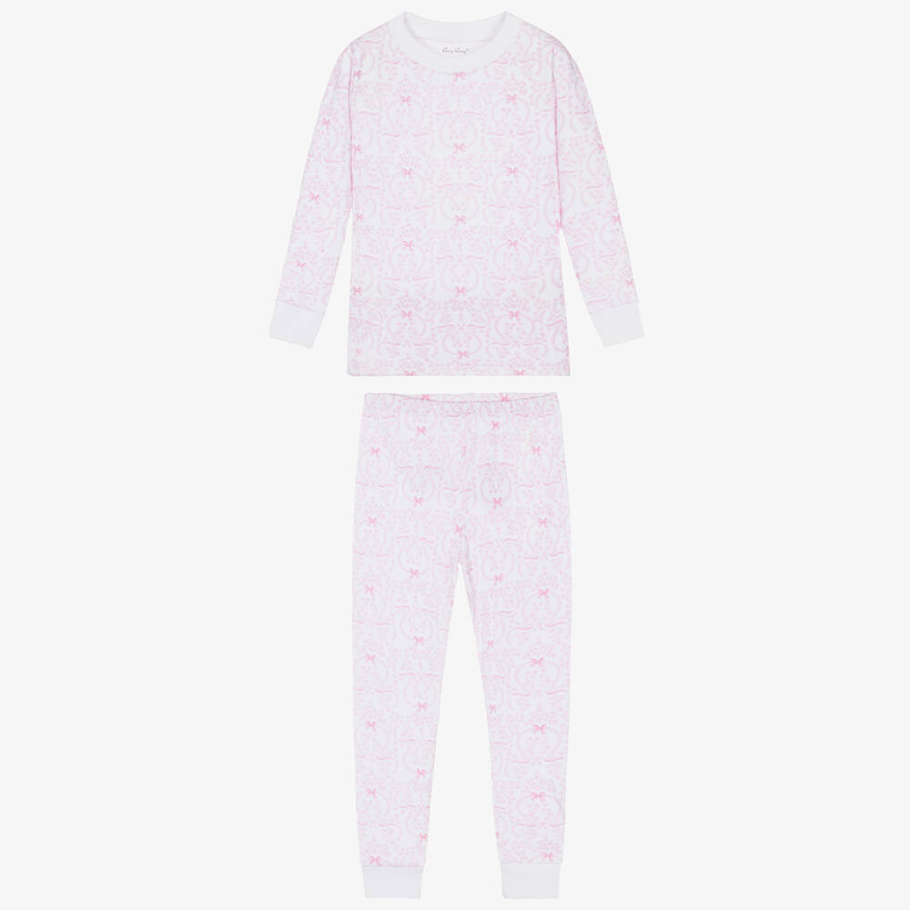 Kissy Kissy-Girls Pink Pima Cotton Blooming Bows Pyjamas | Childrensalon