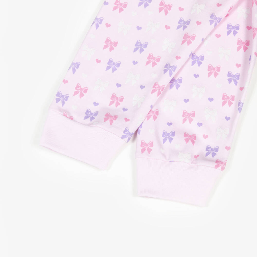 Kissy Kissy-Пижама из розового хлопка Пима с бантом для девочек | Childrensalon