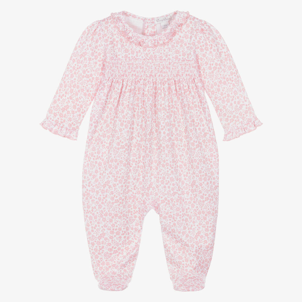 Kissy Kissy-Girls Pink Pima Cotton Fall Blooms Babygrow | Childrensalon