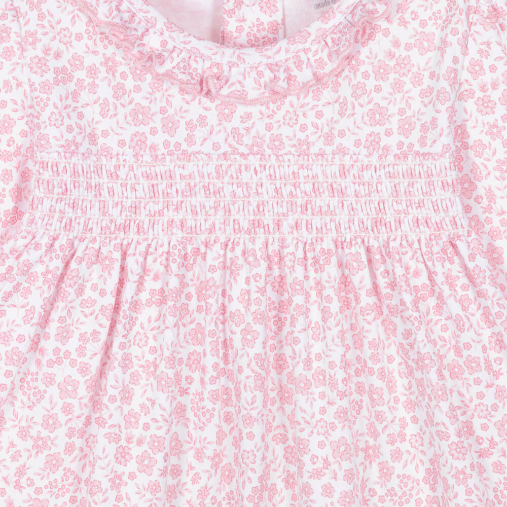 Kissy Kissy-Girls Pink Pima Cotton Fall Blooms Babygrow | Childrensalon
