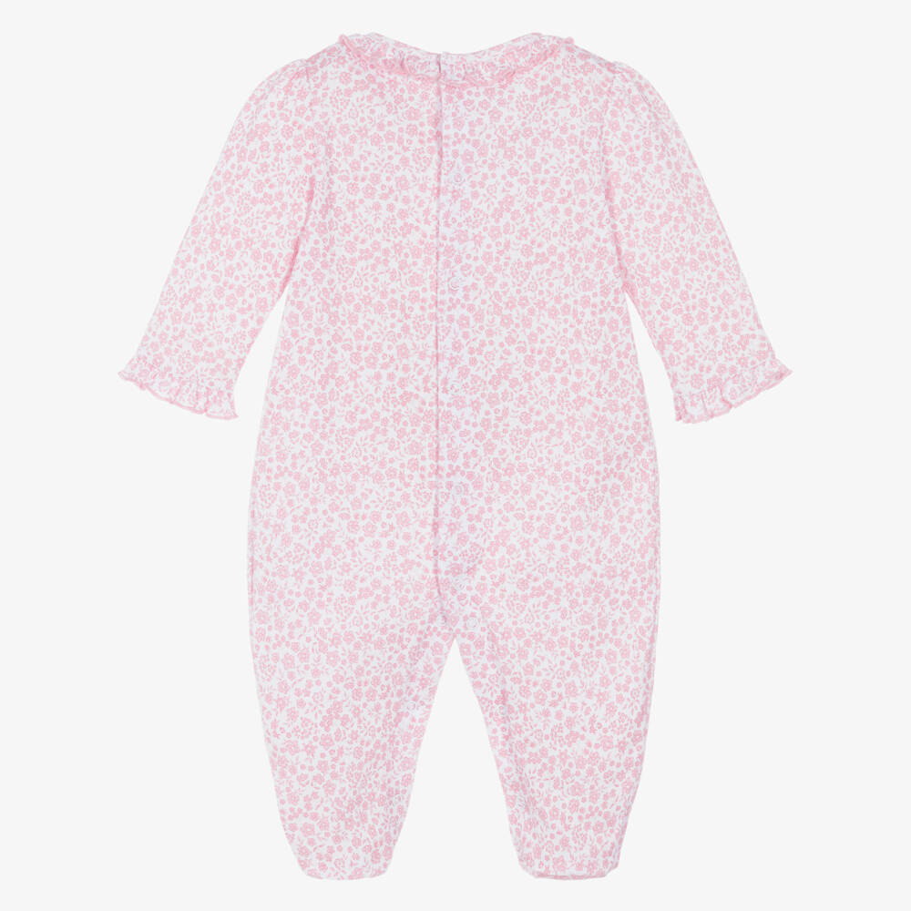 Kissy Kissy-Girls Pink Pima Cotton Fall Blooms Babygrow | Childrensalon