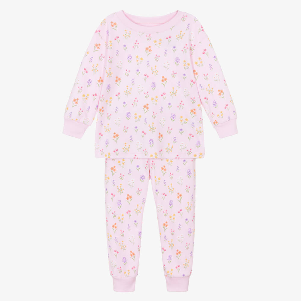 Kissy Kissy-Girls Pink Pima Cotton Summer Wildflowers Pyjamas | Childrensalon
