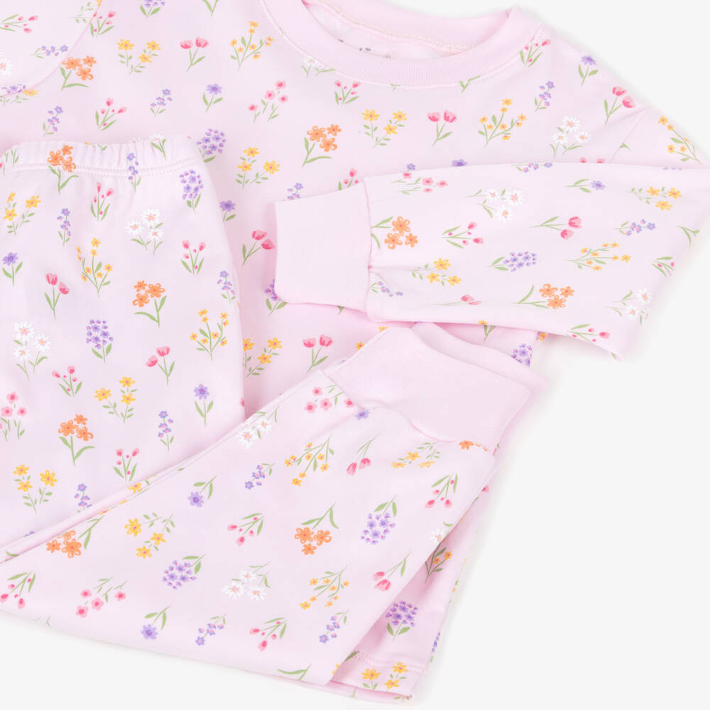 Kissy Kissy-Girls Pink Pima Cotton Summer Wildflowers Pyjamas | Childrensalon