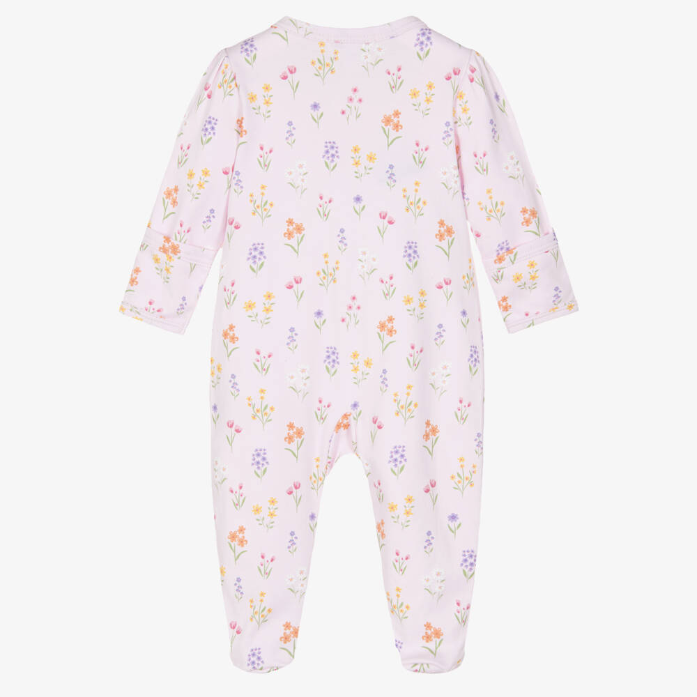 Kissy Kissy-Girls Pink Pima Cotton Summer Wildflowers Zip Babygrow | Childrensalon