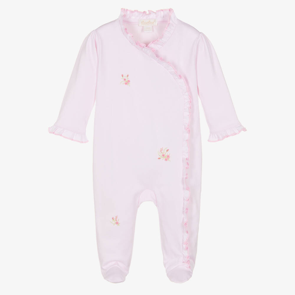 Kissy Kissy-Girls Pink Pima Cotton Victorian Roses Babygrow | Childrensalon