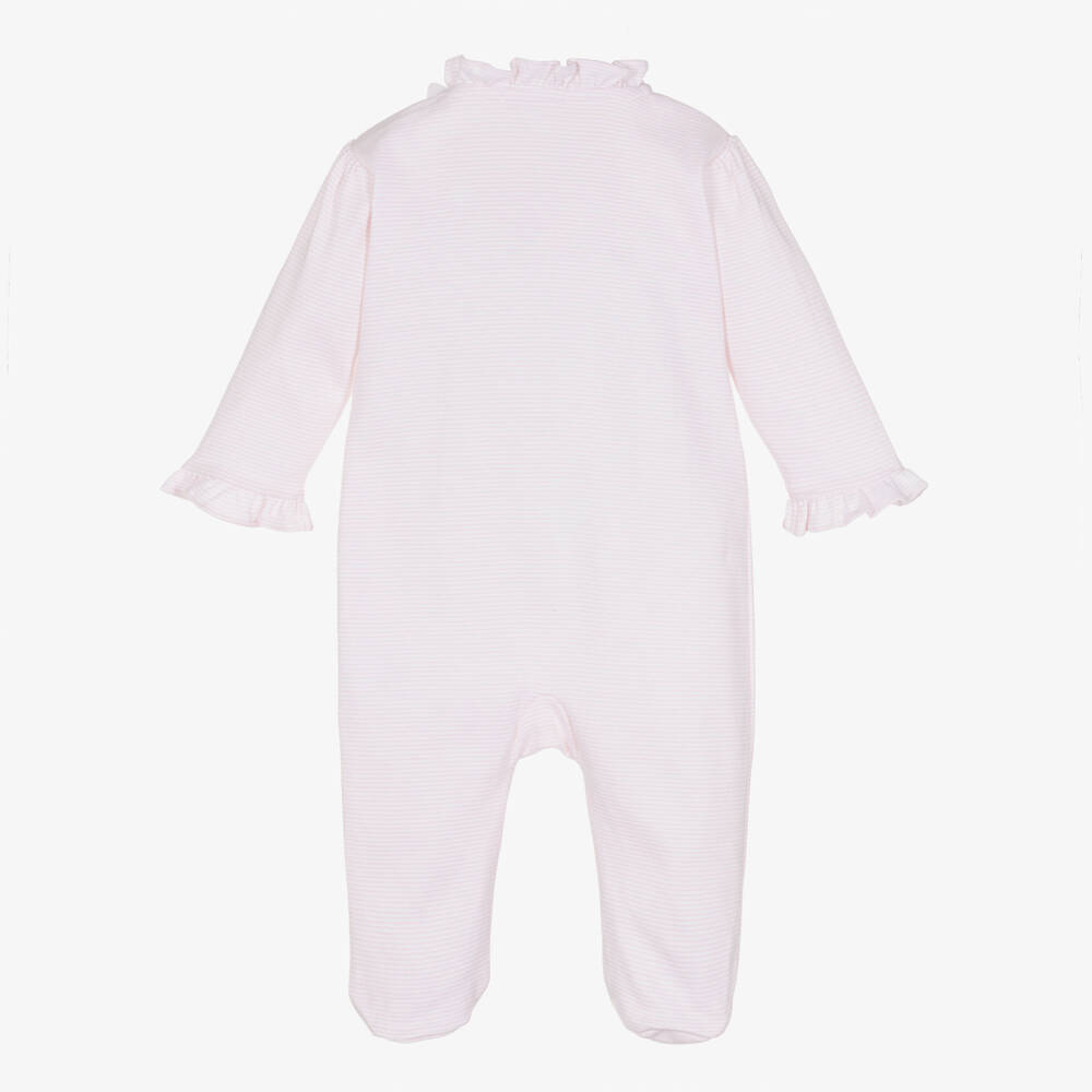 Kissy Kissy-Girls Pink Striped Pima Cotton Summer Medley Babygrow | Childrensalon