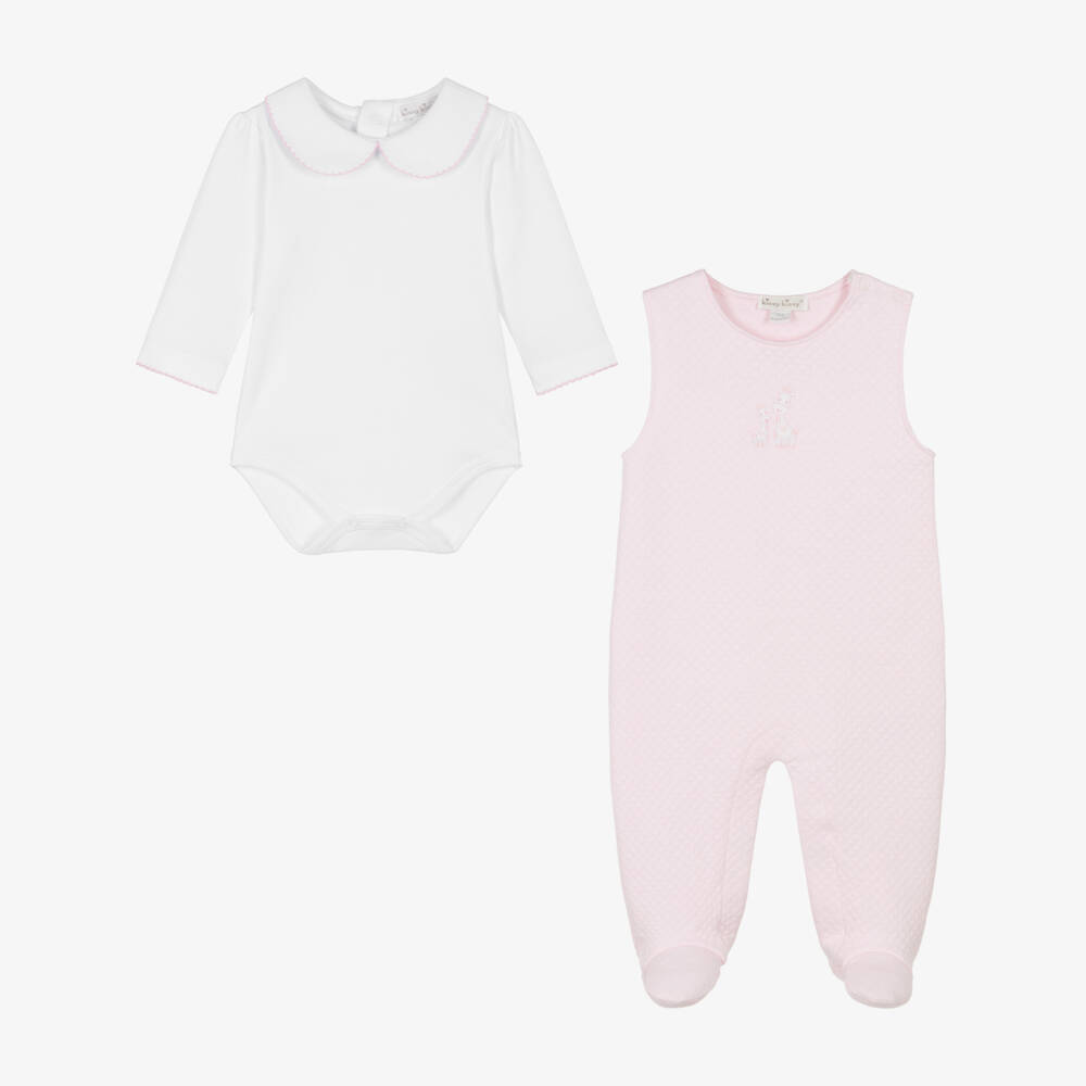 Kissy Kissy-Girls Pink & White Giraffe Laughs Babysuit Set | Childrensalon