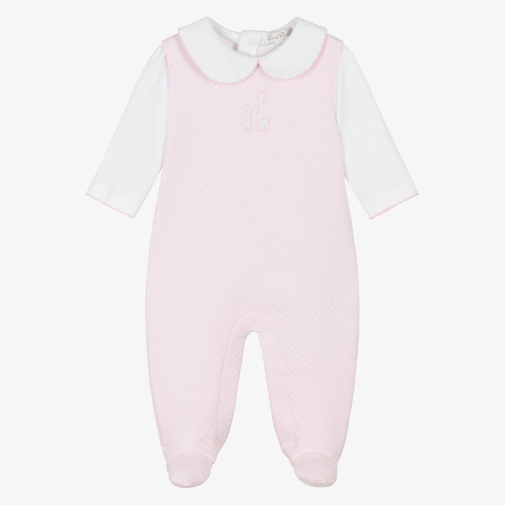 Kissy Kissy-Girls Pink & White Giraffe Laughs Babysuit Set | Childrensalon