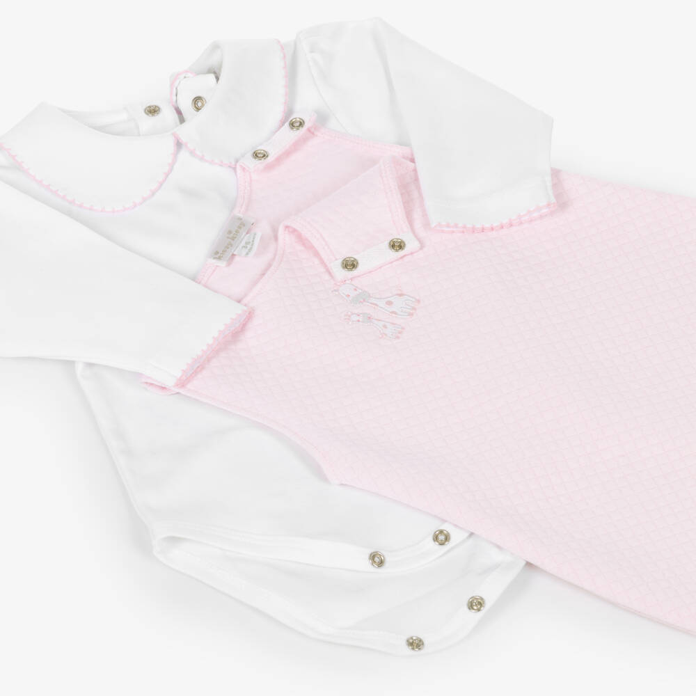 Kissy Kissy-Girls Pink & White Giraffe Laughs Babysuit Set | Childrensalon