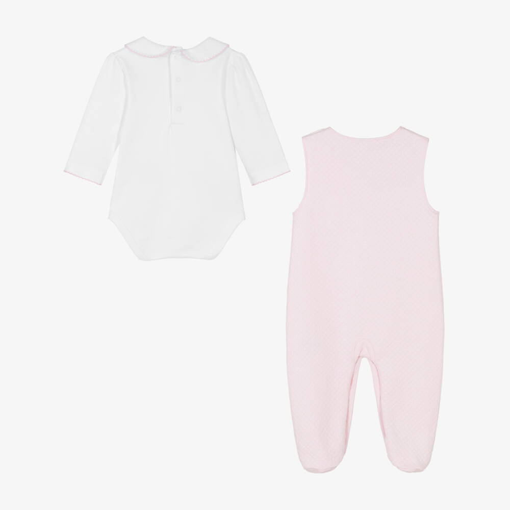Kissy Kissy-Girls Pink & White Giraffe Laughs Babysuit Set | Childrensalon