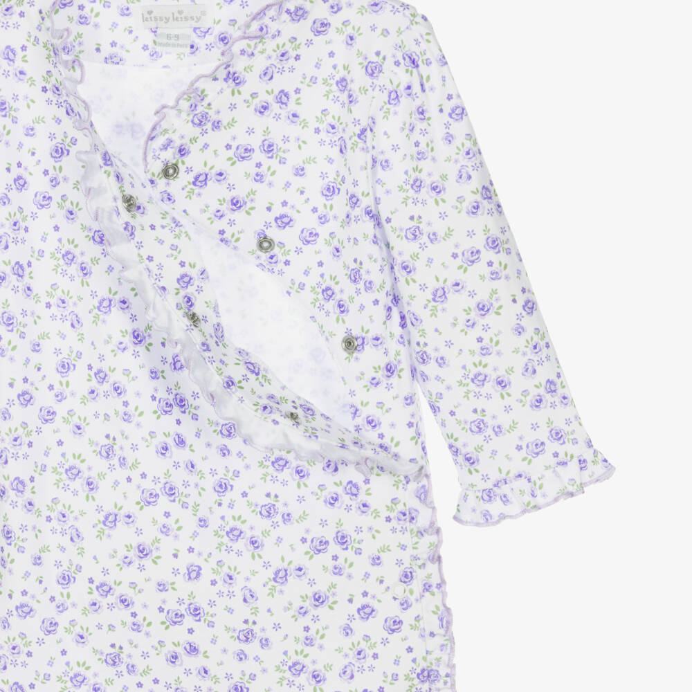 Kissy Kissy-Girls Purple Pima Cotton Cottage Roses Babygrow | Childrensalon
