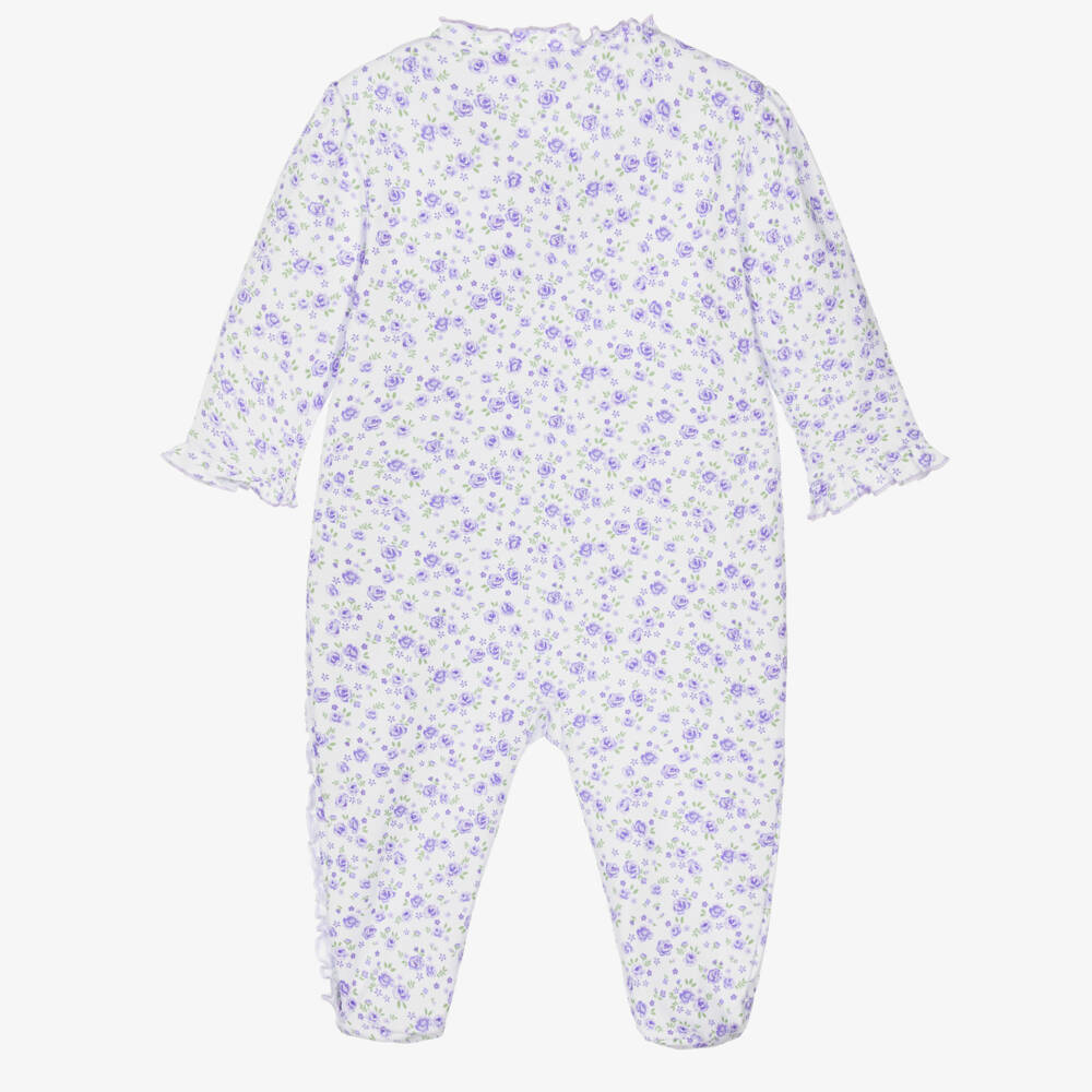 Kissy Kissy-Girls Purple Pima Cotton Cottage Roses Babygrow | Childrensalon