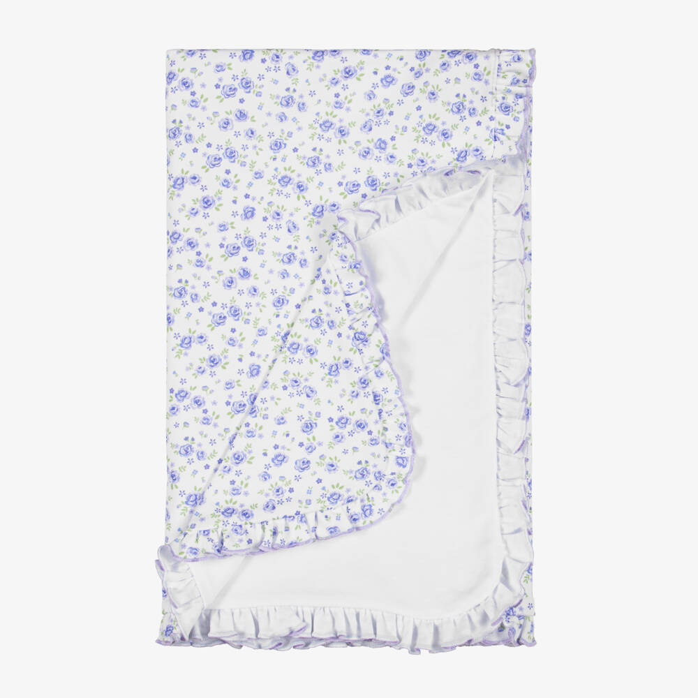 Kissy Kissy-Girls Purple Pima Cotton Cottage Roses Blanket (74cm) | Childrensalon