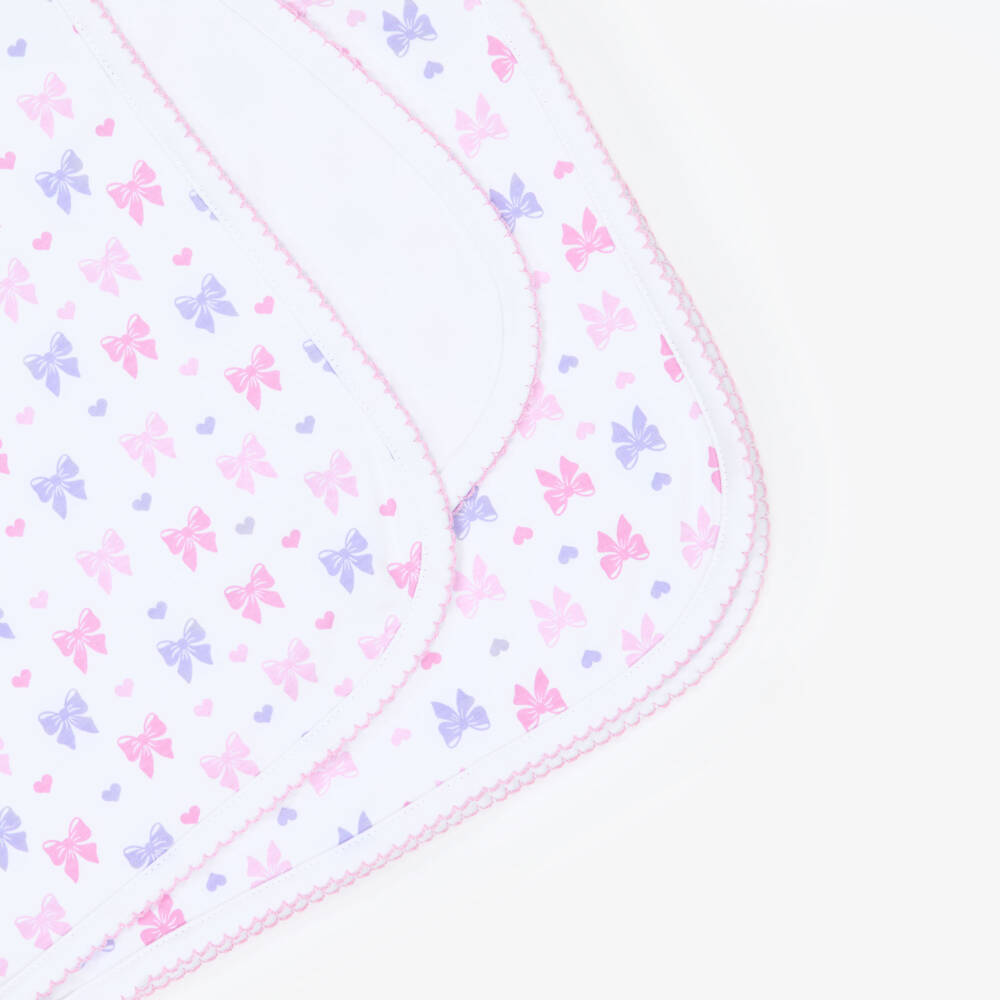 Kissy Kissy-Girls White Bow Pima Cotton Blanket | Childrensalon