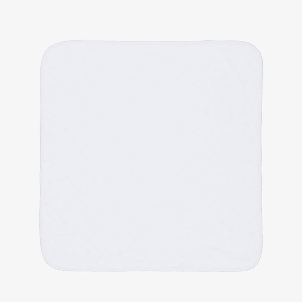 Kissy Kissy-Girls White Bow Pima Cotton Blanket | Childrensalon