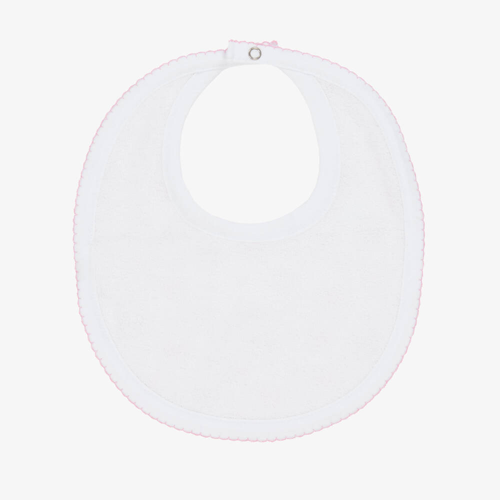 Kissy Kissy-Girls White Bows Pima Cotton Bib | Childrensalon