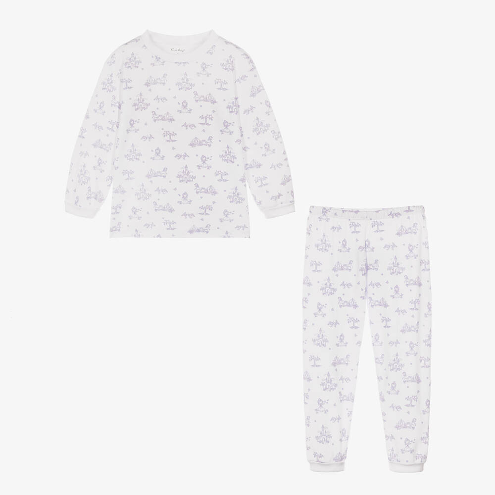 Kissy Kissy-Girls White & Lilac Princess Adventures Pima Cotton Pyjamas | Childrensalon