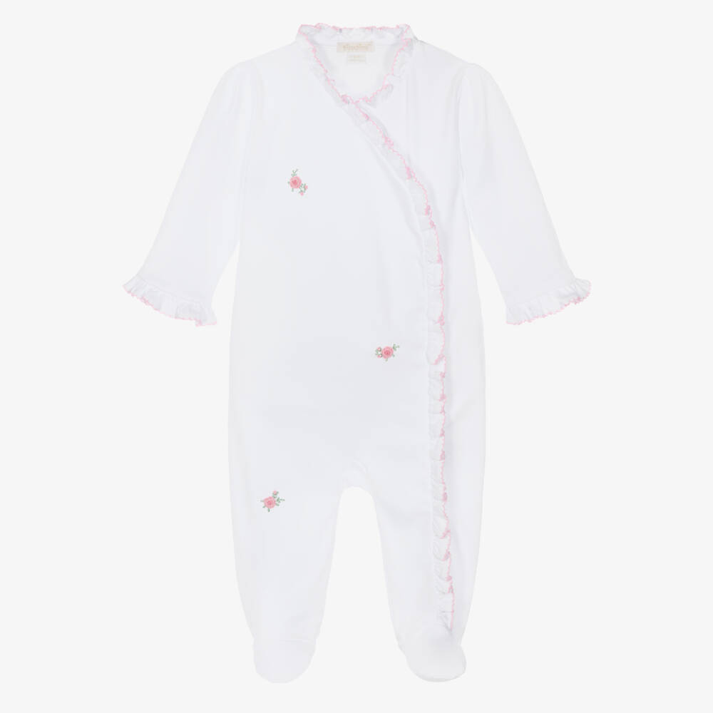 Kissy Kissy-Girls White Pima Cotton Cottage Roses Babygrow | Childrensalon