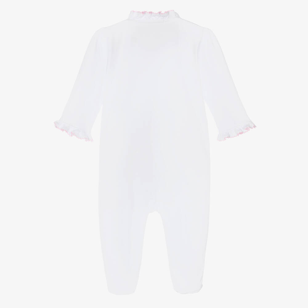 Kissy Kissy-Girls White Pima Cotton Cottage Roses Babygrow | Childrensalon