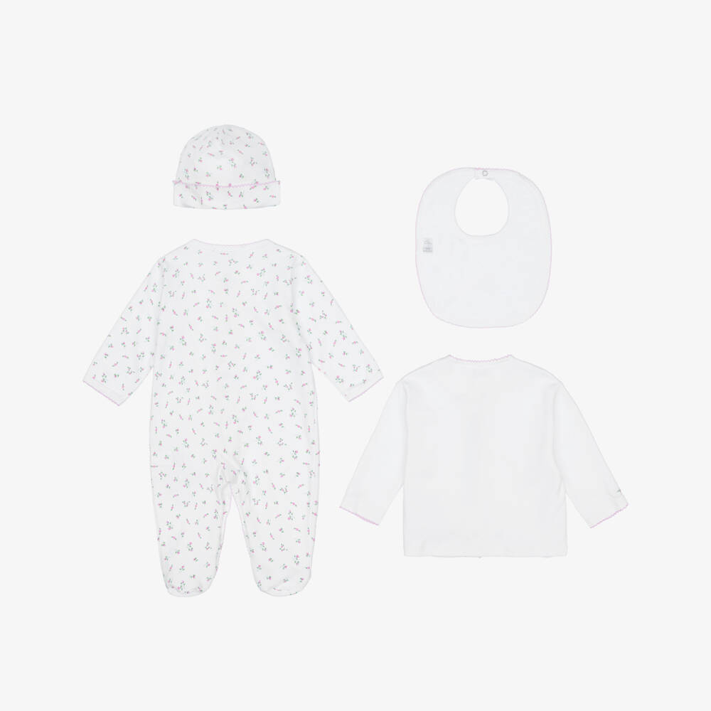 Kissy Kissy-Girls White Pima Cotton Garden Rose Babysuit Set | Childrensalon
