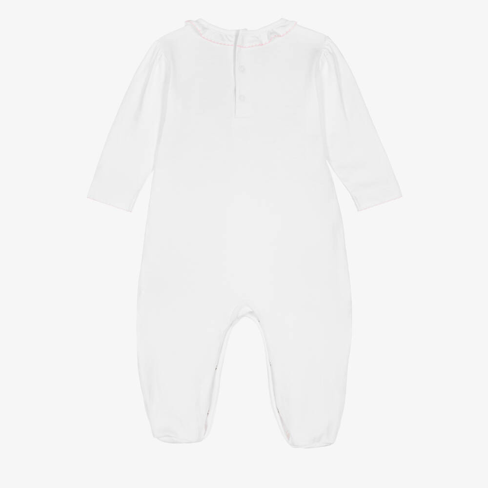 Kissy Kissy-Girls White Pima Cotton Hand-Smocked Babygrow | Childrensalon