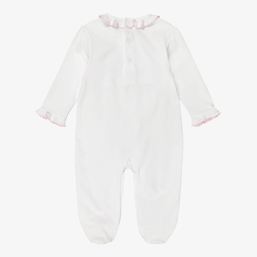 Kissy Kissy-Girls White Pima Cotton Hand-Smocked Babygrow | Childrensalon
