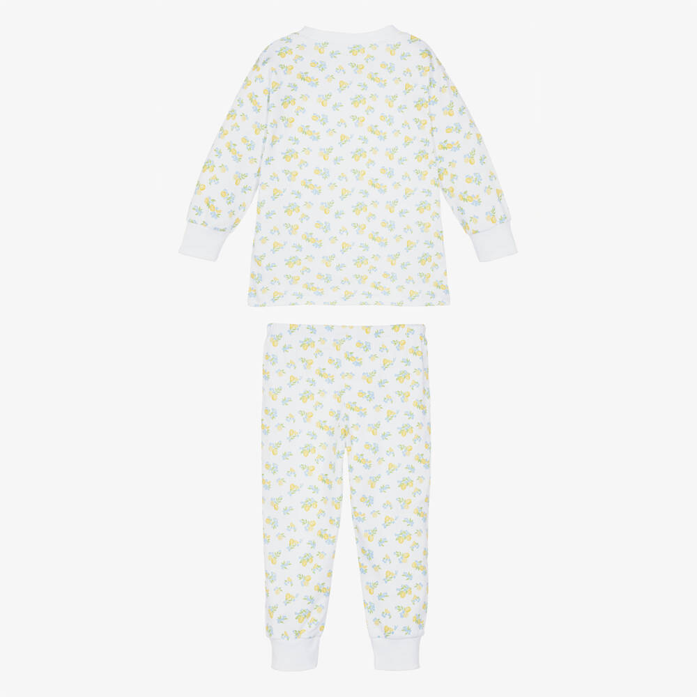 Kissy Kissy-Girls White Pima Cotton Lemon Blossoms Pyjamas  | Childrensalon