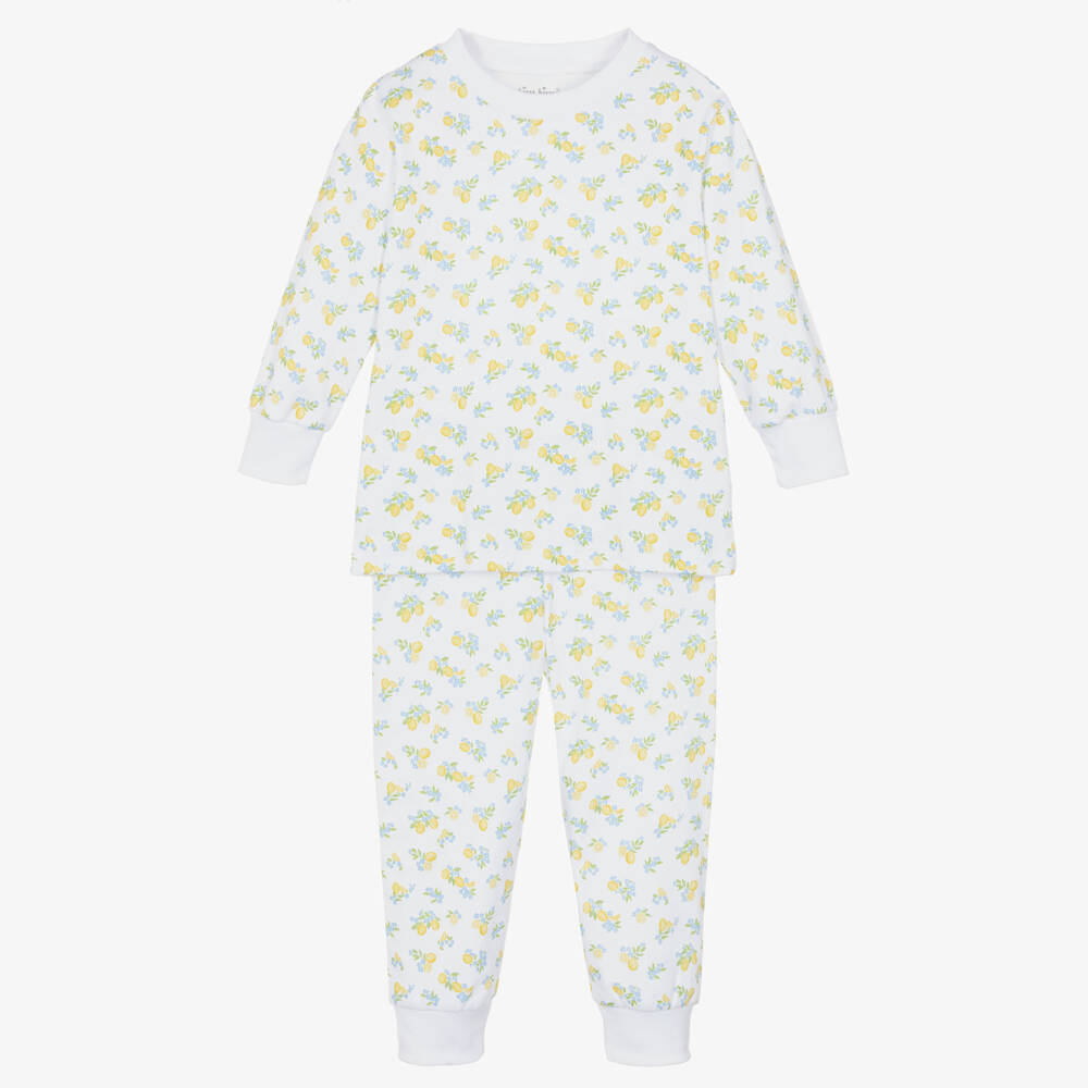 Kissy Kissy-Girls White Pima Cotton Lemon Blossoms Pyjamas  | Childrensalon