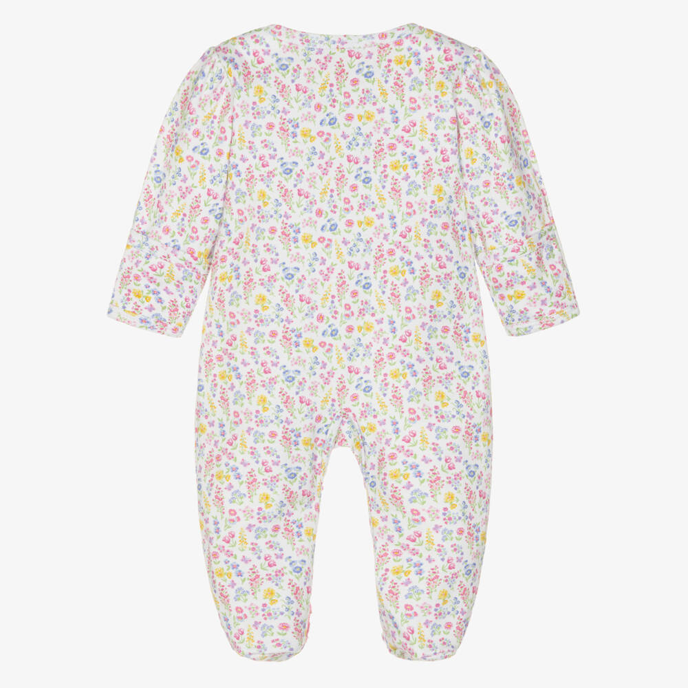 Kissy Kissy-Комбинезон белый из пима хлопка с пастельными садами для девочек | Childrensalon