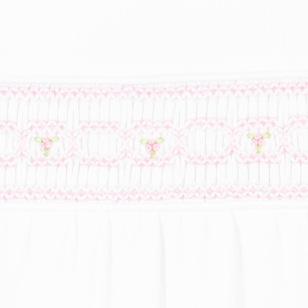 Kissy Kissy-Girls White Pima Cotton Smocked Babygrow | Childrensalon