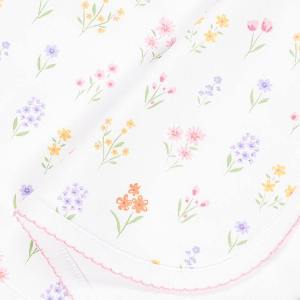 Kissy Kissy-Одеяло белое из пима-хлопка с летними полевыми цветами для девочек (73см) | Childrensalon