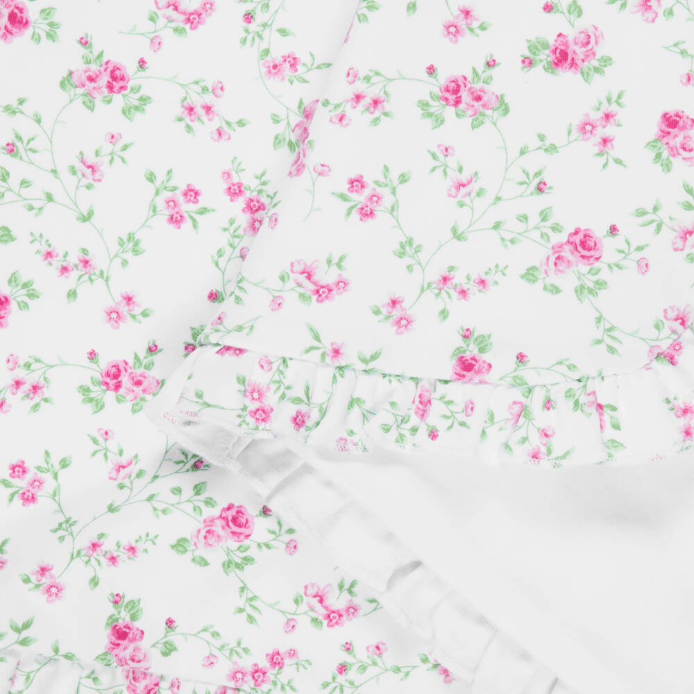 Kissy Kissy-Белый хлопковый плед с цветочным узором для девочек | Childrensalon