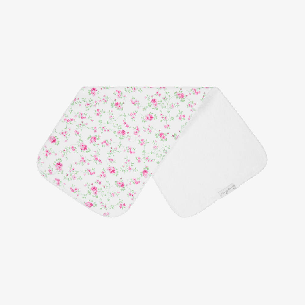 Kissy Kissy-Girls White Pima Cotton Victorian Roses Burp Cloth (48cm) | Childrensalon