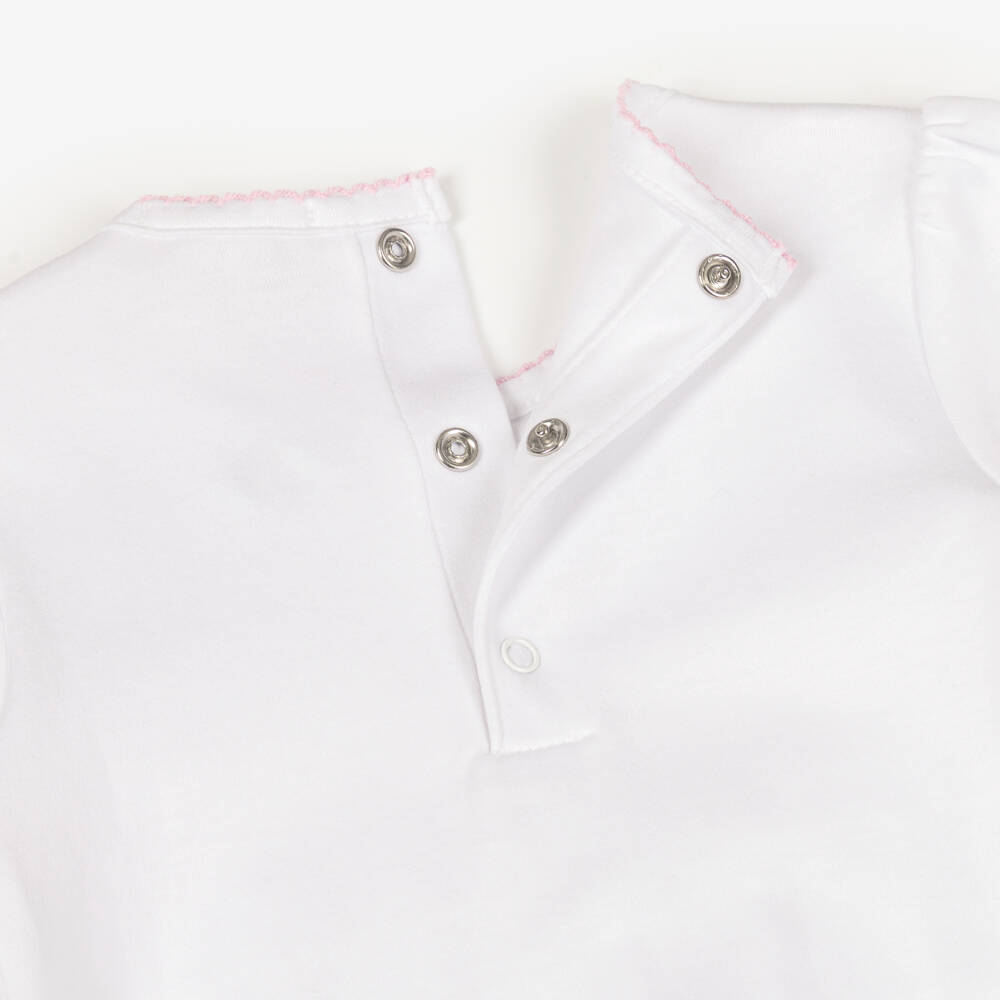 Kissy Kissy-Girls White Pima Cotton Victorian Roses Smocked Day Gown | Childrensalon