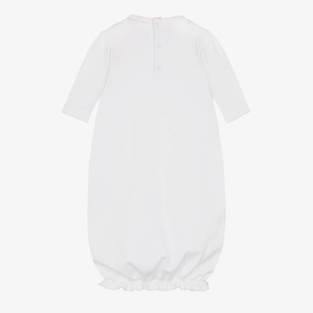 Kissy Kissy-Girls White Pima Cotton Victorian Roses Smocked Day Gown | Childrensalon