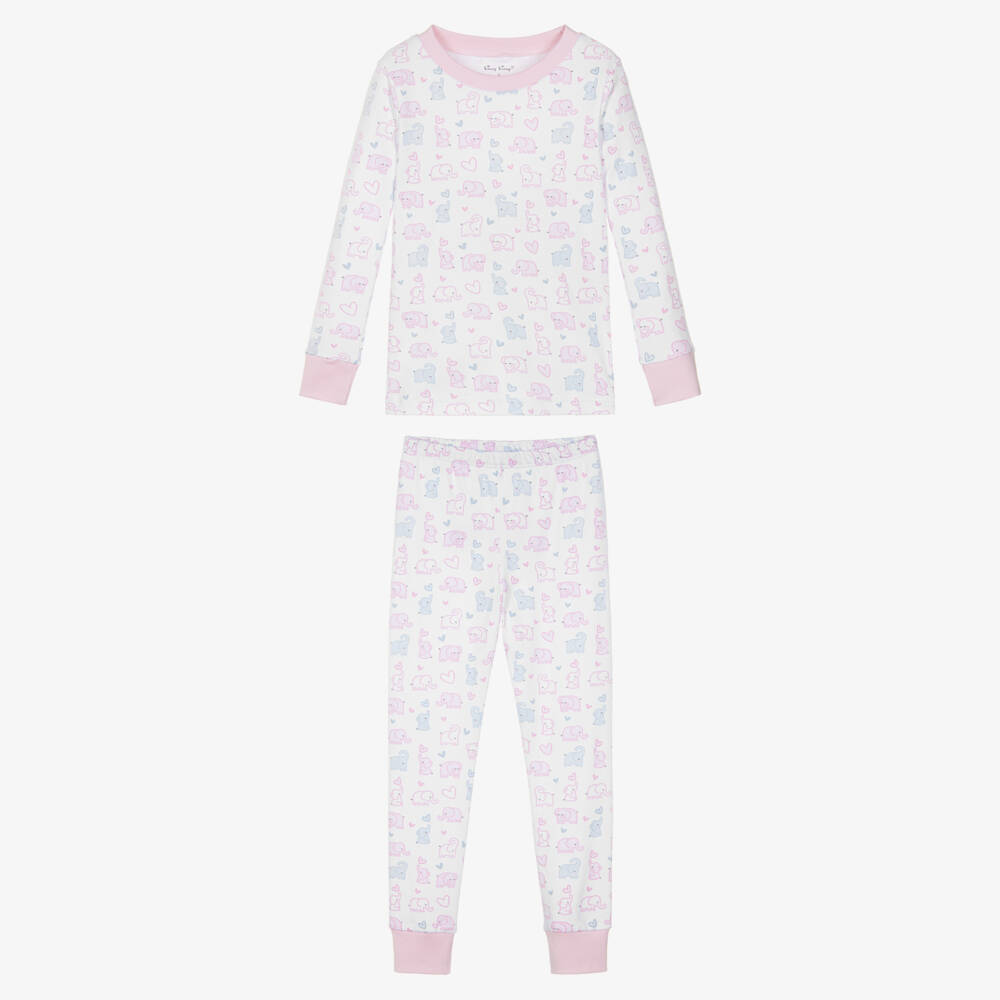 Kissy Kissy-Girls White & Pink Baby Elephant Hearts Pyjamas | Childrensalon