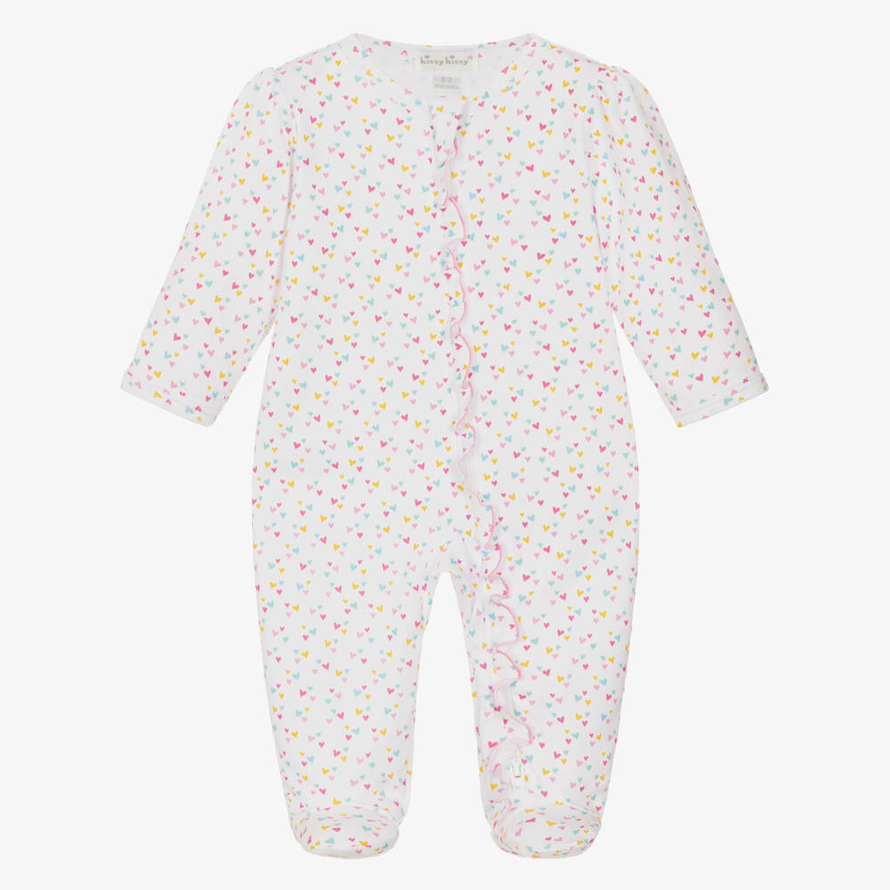 Kissy Kissy-Girls White & Pink Carousel Magic Babygrow with Heart Print | Childrensalon