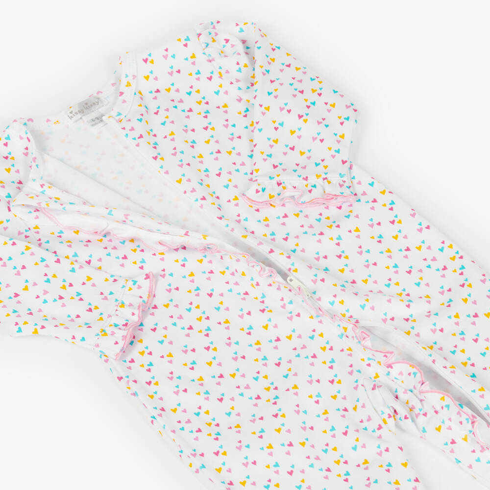 Kissy Kissy-Girls White & Pink Carousel Magic Babygrow with Heart Print | Childrensalon