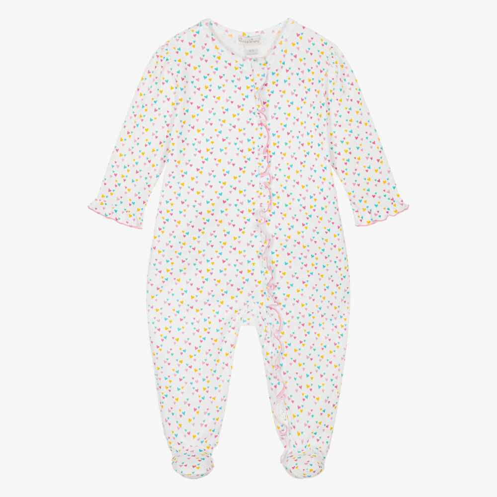 Kissy Kissy-Girls White & Pink Carousel Magic Babygrow with Heart Print | Childrensalon